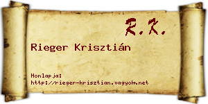 Rieger Krisztián névjegykártya